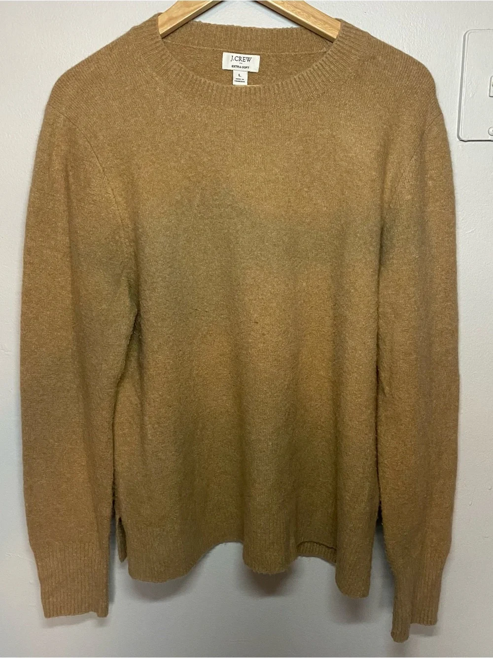J. Crew Men's Crewneck Sweater in Camel Brown